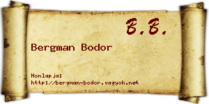 Bergman Bodor névjegykártya